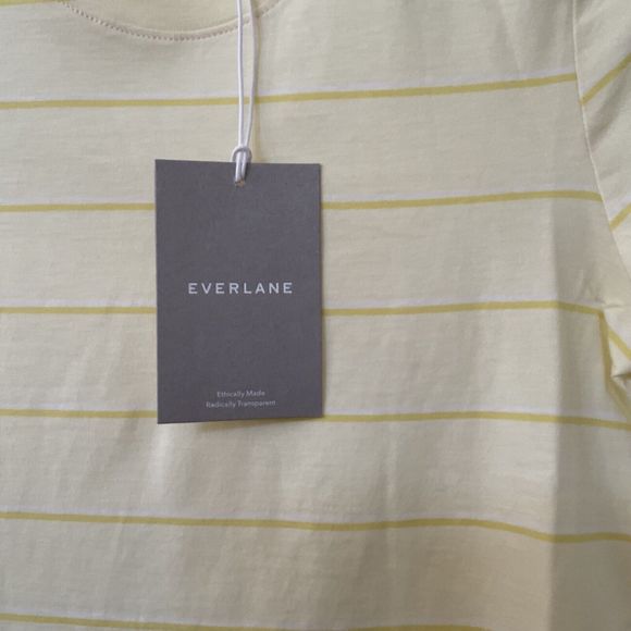 Everlane Yellow Striped Short Sleeve Cotton Crew Neck T Shirt, Size S NWT - Picture 8 of 11